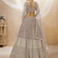 Jyoti Fashion Women's Grey Georgette Sequins Zari Embroidered Lehenga Choli & Dupatta | Swadesiicart