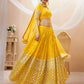Jyoti Fashion Women's Yellow Georgette Sequins Zari Embroidered Lehenga Choli & Dupatta | Swadesiicart