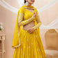Jyoti Fashion Women's Yellow Georgette Sequins Zari Embroidered Lehenga Choli & Dupatta | Swadesiicart