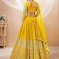 Jyoti Fashion Women's Yellow Georgette Sequins Zari Embroidered Lehenga Choli & Dupatta | Swadesiicart