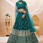 Jyoti Fashion Women's Teal Blue Georgette Sequins Zari Embroidered Lehenga Choli & Dupatta | Swadesiicart