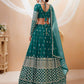 Jyoti Fashion Women's Teal Blue Georgette Sequins Zari Embroidered Lehenga Choli & Dupatta | Swadesiicart