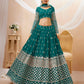 Jyoti Fashion Women's Teal Blue Georgette Sequins Zari Embroidered Lehenga Choli & Dupatta | Swadesiicart