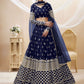 Jyoti Fashion Women's Navy Blue Georgette Sequins Zari Embroidered Lehenga Choli & Dupatta | Swadesiicart