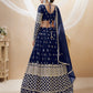 Jyoti Fashion Women's Navy Blue Georgette Sequins Zari Embroidered Lehenga Choli & Dupatta | Swadesiicart