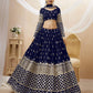 Jyoti Fashion Women's Navy Blue Georgette Sequins Zari Embroidered Lehenga Choli & Dupatta | Swadesiicart