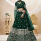 Jyoti Fashion Women's Green Georgette Sequins Zari Embroidered Lehenga Choli & Dupatta | Swadesiicart