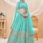 Jyoti Fashion Women's Sky Blue Georgette Sequins Zari Embroidered Lehenga Choli & Dupatta | Swadesiicart