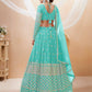 Jyoti Fashion Women's Sky Blue Georgette Sequins Zari Embroidered Lehenga Choli & Dupatta | Swadesiicart
