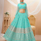 Jyoti Fashion Women's Sky Blue Georgette Sequins Zari Embroidered Lehenga Choli & Dupatta | Swadesiicart