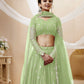 Jyoti Fashion Women's Pista Georgette Sequins Zari Embroidered Lehenga Choli & Dupatta | Swadesiicart