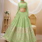 Jyoti Fashion Women's Pista Georgette Sequins Zari Embroidered Lehenga Choli & Dupatta | Swadesiicart