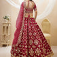 Jyoti Fashion Women's Red Art Silk Sequins with Foil & Zari Embroidered Lehenga Choli & Dupatta | Swadesiicart