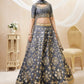 Jyoti Fashion Women's Grey Art Silk Sequins with Foil & Zari Embroidered Lehenga Choli & Dupatta | Swadesiicart