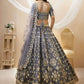 Jyoti Fashion Women's Grey Art Silk Sequins with Foil & Zari Embroidered Lehenga Choli & Dupatta | Swadesiicart