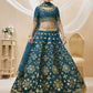 Jyoti Fashion Women's Blue Art Silk Sequins with Foil & Zari Embroidered Lehenga Choli & Dupatta | Swadesiicart