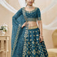 Jyoti Fashion Women's Blue Art Silk Sequins with Foil & Zari Embroidered Lehenga Choli & Dupatta | Swadesiicart