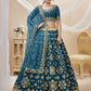 Jyoti Fashion Women's Blue Art Silk Sequins with Foil & Zari Embroidered Lehenga Choli & Dupatta | Swadesiicart