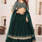 Jyoti Fashion Women's Green Georgette Sequins Zari Embroidered Lehenga Choli & Dupatta | Swadesiicart