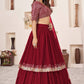 Jyoti Fashion Women's Red Georgette Sequins Zari Embroidered Lehenga Choli & Dupatta | Swadesiicart