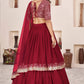 Jyoti Fashion Women's Red Georgette Sequins Zari Embroidered Lehenga Choli & Dupatta | Swadesiicart