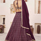 Jyoti Fashion Women's Wine Georgette Sequins Zari Embroidered Lehenga Choli & Dupatta | Swadesiicart