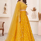 Jyoti Fashion Women's Yellow Georgette Multi Colored Thread with Sequins Embroidered Lehenga Choli & Dupatta | Swadesiicart