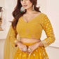 Jyoti Fashion Women's Yellow Georgette Multi Colored Thread with Sequins Embroidered Lehenga Choli & Dupatta | Swadesiicart