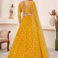 Jyoti Fashion Women's Yellow Georgette Multi Colored Thread with Sequins Embroidered Lehenga Choli & Dupatta | Swadesiicart