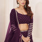 Jyoti Fashion Women's Wine Georgette Sequins Zari Embroidered Lehenga Choli & Dupatta | Swadesiicart
