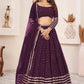 Jyoti Fashion Women's Wine Georgette Sequins Zari Embroidered Lehenga Choli & Dupatta | Swadesiicart