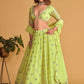 Jyoti Fashion Women's Neon Georgette Sequins Zari Embroidered Lehenga Choli & Dupatta | Swadesiicart