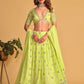 Jyoti Fashion Women's Neon Georgette Sequins Zari Embroidered Lehenga Choli & Dupatta | Swadesiicart
