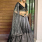 Jyoti Fashion Women's Black Chinon Sequins Thread Embroidered Lehenga Choli & Dupatta | Swadesiicart