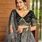 Jyoti Fashion Women's Black Chinon Sequins Thread Embroidered Lehenga Choli & Dupatta | Swadesiicart