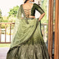 Jyoti Fashion Women's Green Chinon Sequins Thread Embroidered Lehenga Choli & Dupatta | Swadesiicart
