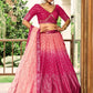 Jyoti Fashion Women's Pink Chinon Sequins Thread Embroidered Lehenga Choli & Dupatta | Swadesiicart