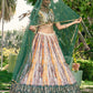 Jyoti Fashion Women's Green Chinon Digital Print with Sequins Zari Embroidered Lehenga Choli & Dupatta | Swadesiicart