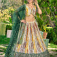 Jyoti Fashion Women's Green Chinon Digital Print with Sequins Zari Embroidered Lehenga Choli & Dupatta | Swadesiicart