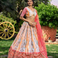 Jyoti Fashion Women's Pink Chinon Digital Print with Sequins Zari Embroidered Lehenga Choli & Dupatta | Swadesiicart