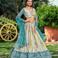 Jyoti Fashion Women's Rama Chinon Digital Print with Sequins Zari Embroidered Lehenga Choli & Dupatta | Swadesiicart