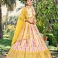 Jyoti Fashion Women's Yellow Chinon Digital Print with Sequins Zari Embroidered Lehenga Choli & Dupatta | Swadesiicart