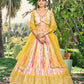 Jyoti Fashion Women's Yellow Chinon Digital Print with Sequins Zari Embroidered Lehenga Choli & Dupatta | Swadesiicart