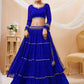 Jyoti Fashion Women's Blue Georgette Leheriya Printed with Lace Work Lehenga Choli & Dupatta | Swadesiicart