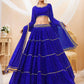Jyoti Fashion Women's Blue Georgette Leheriya Printed with Lace Work Lehenga Choli & Dupatta | Swadesiicart