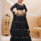Jyoti Fashion Women's Black Georgette Leheriya Printed with Lace Work Lehenga Choli & Dupatta | Swadesiicart