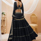 Jyoti Fashion Women's Black Georgette Leheriya Printed with Lace Work Lehenga Choli & Dupatta | Swadesiicart