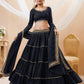 Jyoti Fashion Women's Black Georgette Leheriya Printed with Lace Work Lehenga Choli & Dupatta | Swadesiicart