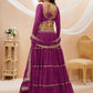 Jyoti Fashion Women's Purple Georgette Leheriya Printed with Lace Work Lehenga Choli & Dupatta | Swadesiicart
