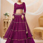 Jyoti Fashion Women's Purple Georgette Leheriya Printed with Lace Work Lehenga Choli & Dupatta | Swadesiicart